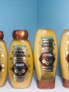 Set Of Garnier Whole Blends Honey Treasures Repairing Shampoo & Conditioners New
